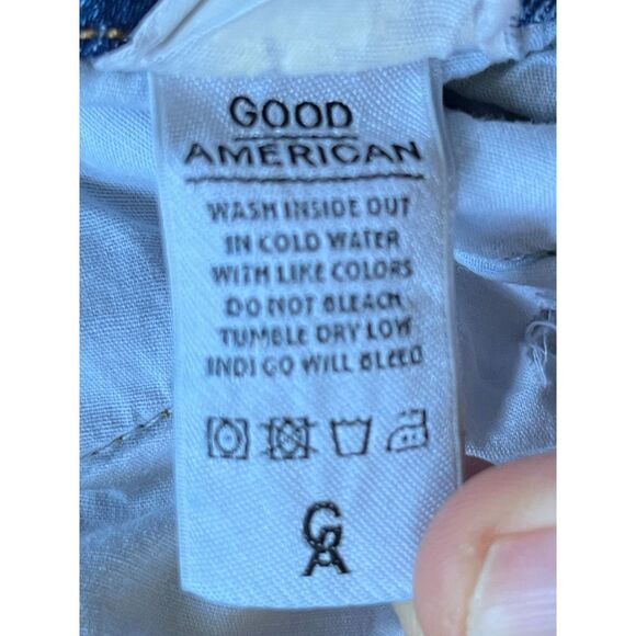 GOOD AMERICAN Blue Denim Good Legs Distressed Hem Jeans Pants Women's Size 29 - Picture 5 of 11